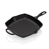 Le Creuset Signature Gusseisen-Grillpfanne, Quadratisch, 26 cm, Für alle Herdarten inkl. Induktion geeignet, 2,86 kg, Schwarz Matt, 20183260000422